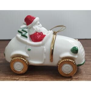 Mikasa Santa Studebaker Car Ornament Gold Trim Holiday Magic Christmas D1